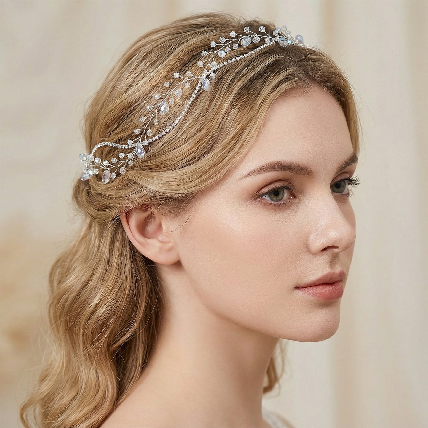 Bridella BHP93-S Silver Rhinestone Tiara
