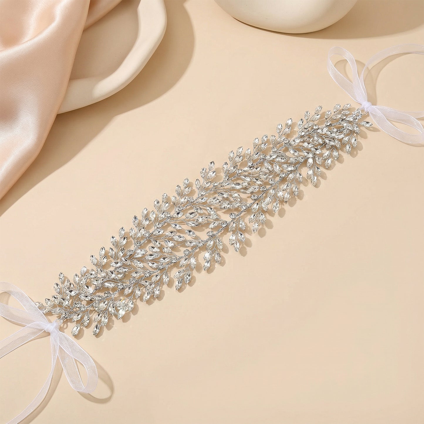 Bridella BHP308-S Silver Rhinestone Crown