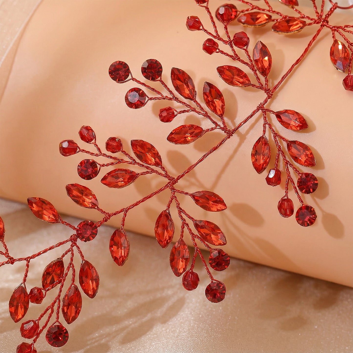 Bridella BHP21-Red Red Rhinestone Headband