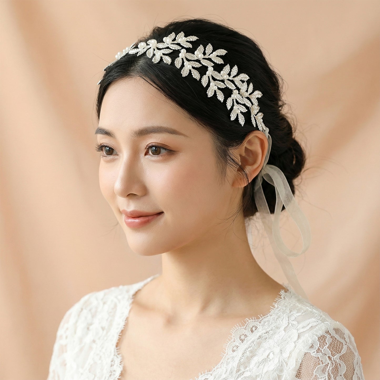 Bridella BHP353-S Silver Pearl & Alloy Headband