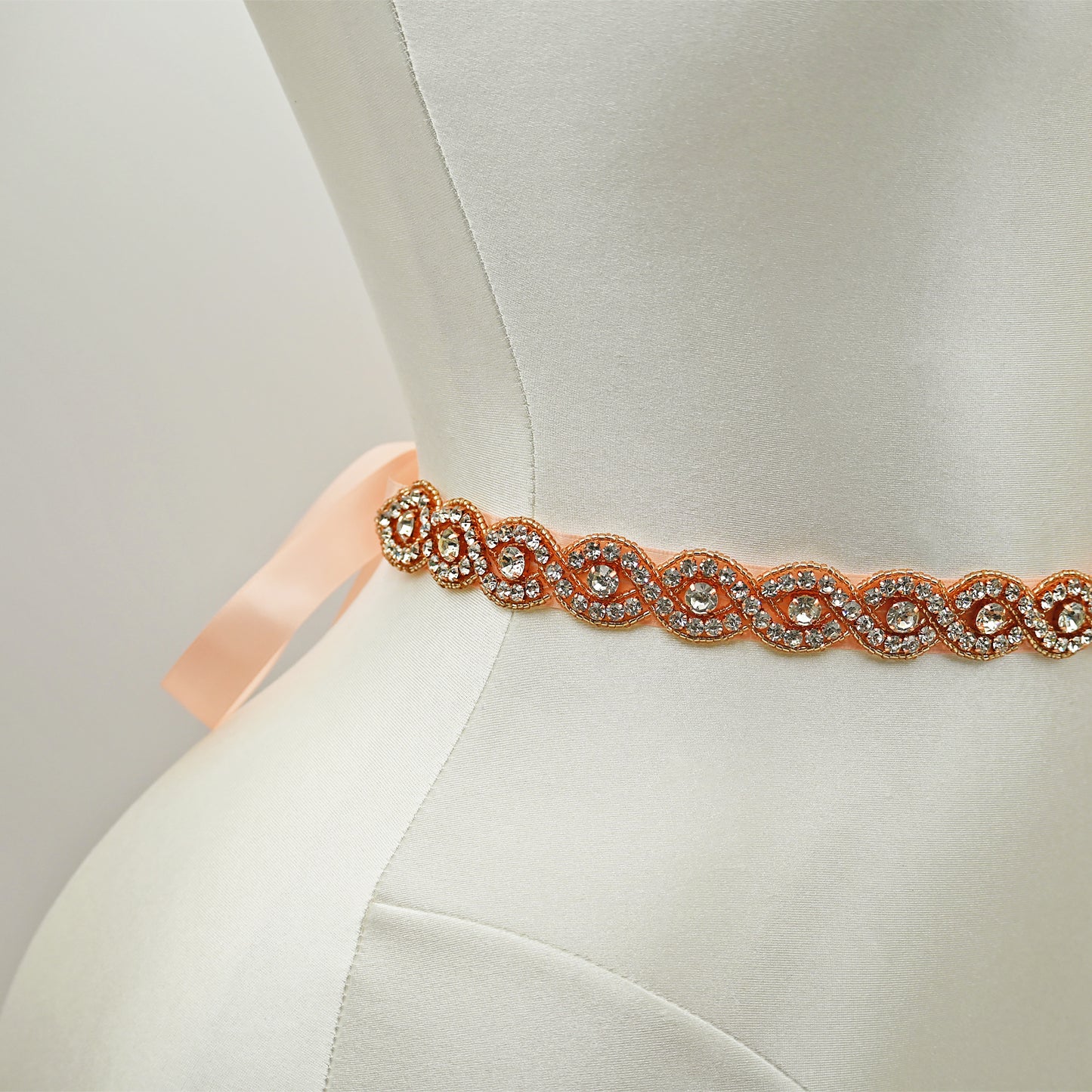 Rose Gold Rhinestone Bridal Belt Wedding Sash – Bridella BS28RG