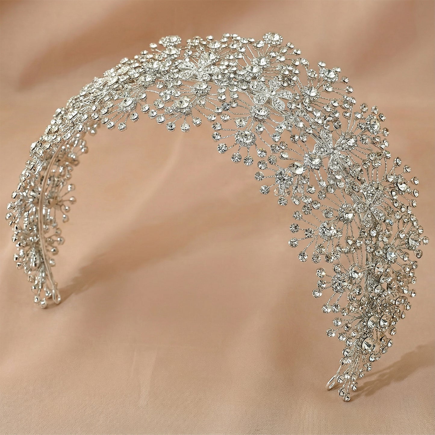 Bridella BHP240-S Silver Rhinestone Headband