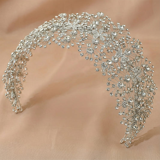 Silver Rhinestone Bridal Headband Wedding Hairpiece - Bridella BHP240-S