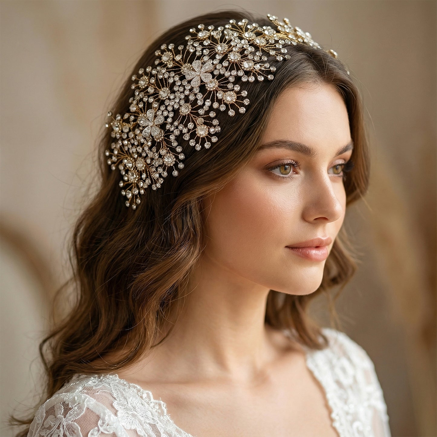 Bridella BHP240-G Gold Rhinestone Headband