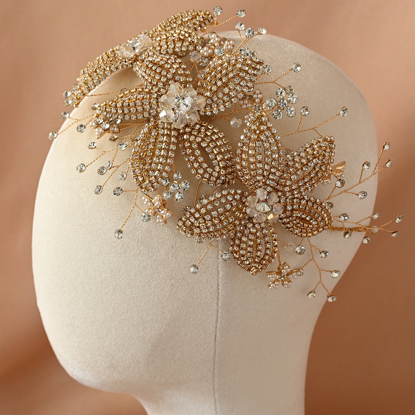 Bridella BHP252-G Gold Rhinestone & Crystal Tiara