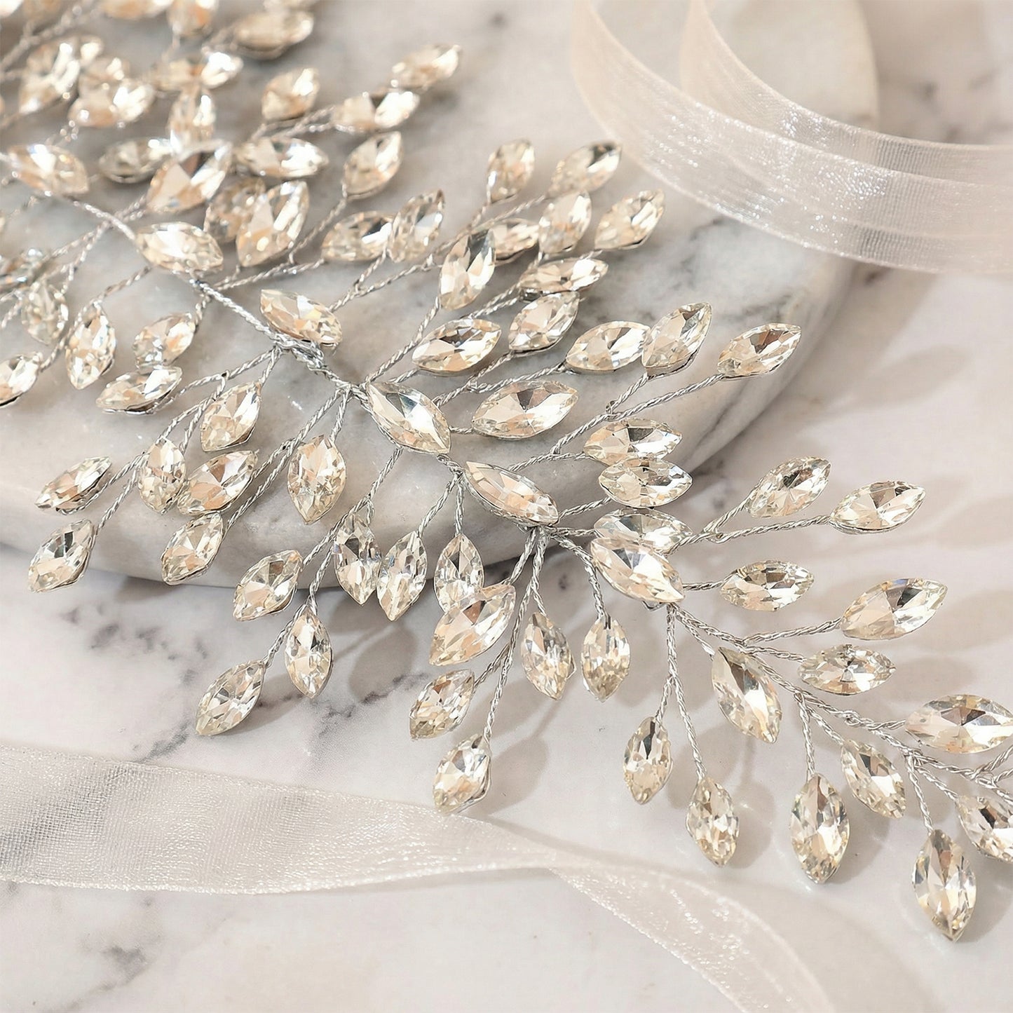 Silver Rhinestone Bridal Headband for Wedding - Bridella BHP237-S