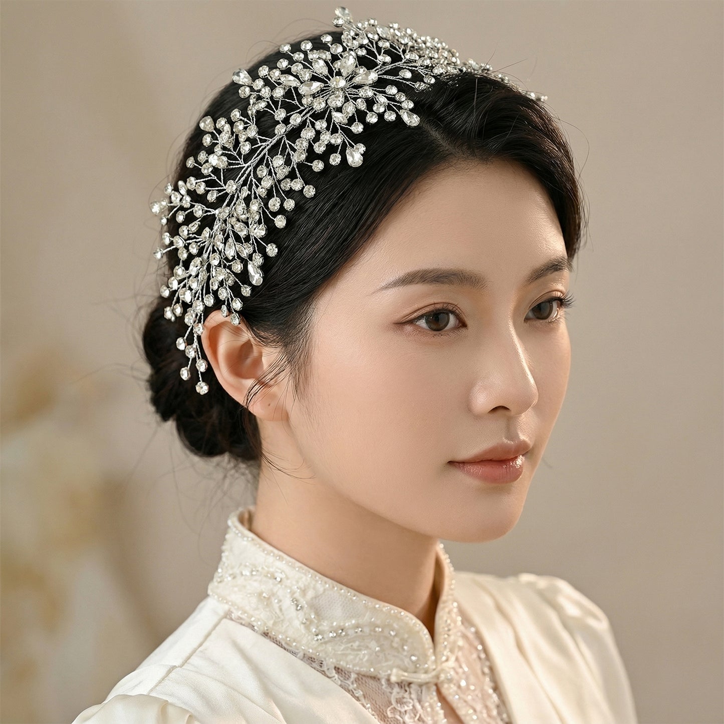 Bridella BHP415-S Silver Rhinestone Crown