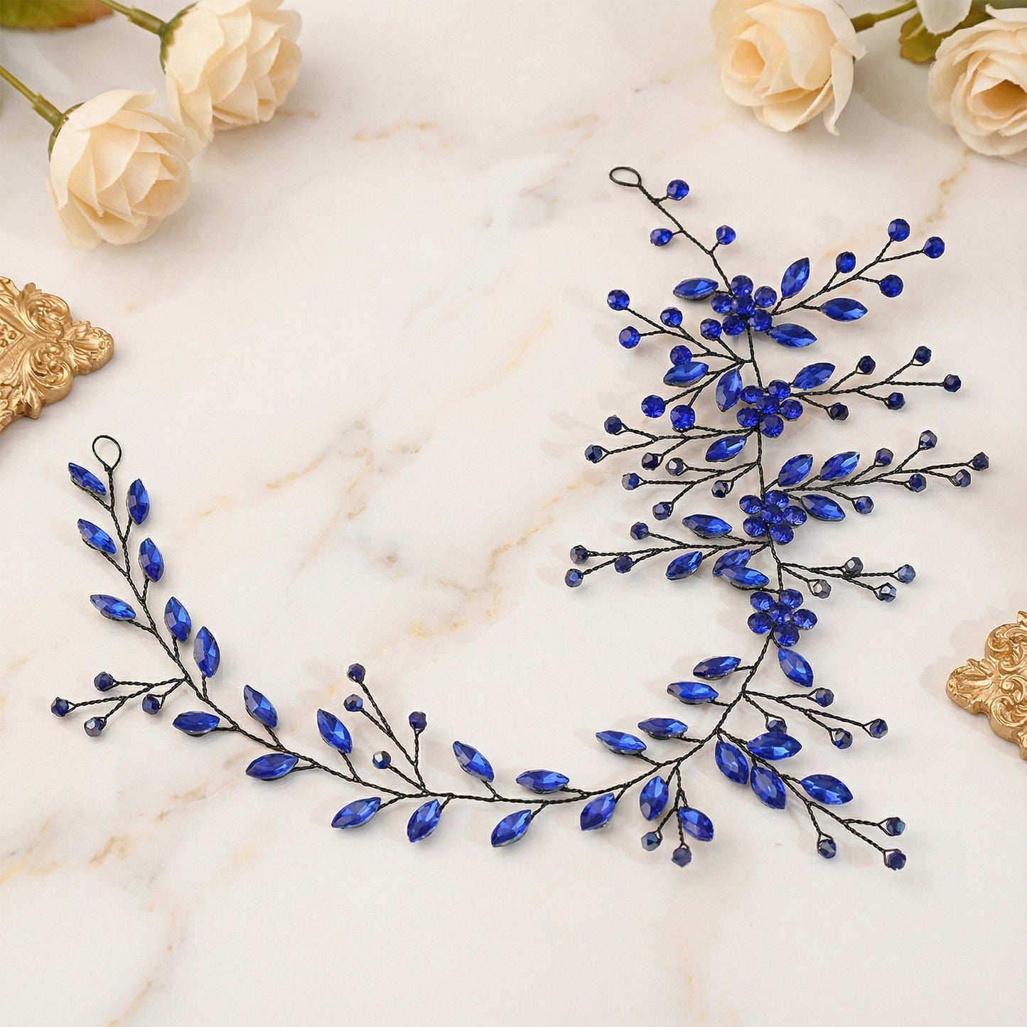 Bridella BHP65-Royal Blue Rhinestone Headband