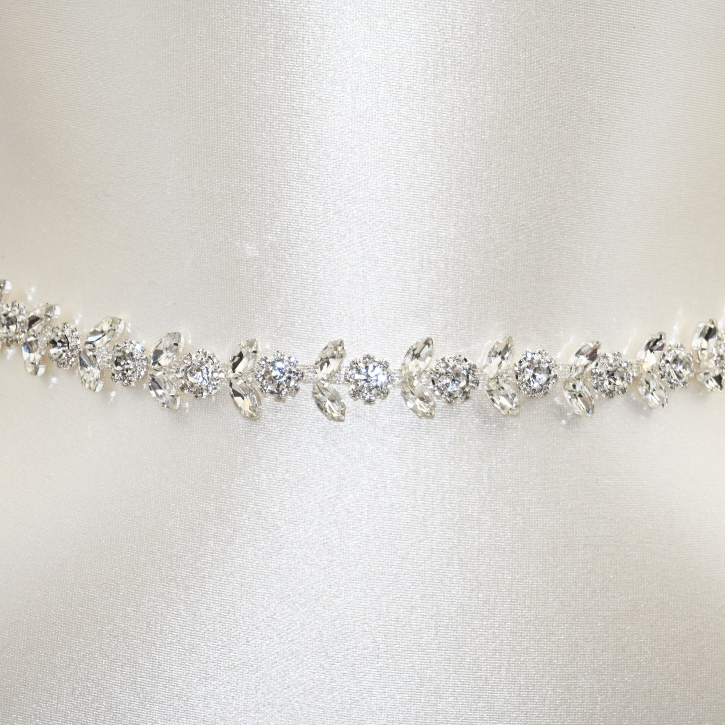 Off White Rhinestone Bridal Belt Wedding Sash – Bridella BS440