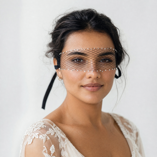 Sparkling Birdcage Bridal Veil Diamond Wedding Veil - Bridella BMA17-B