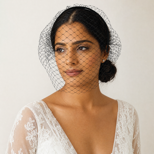 white White Mesh Headband - Bridella BVA06A-B