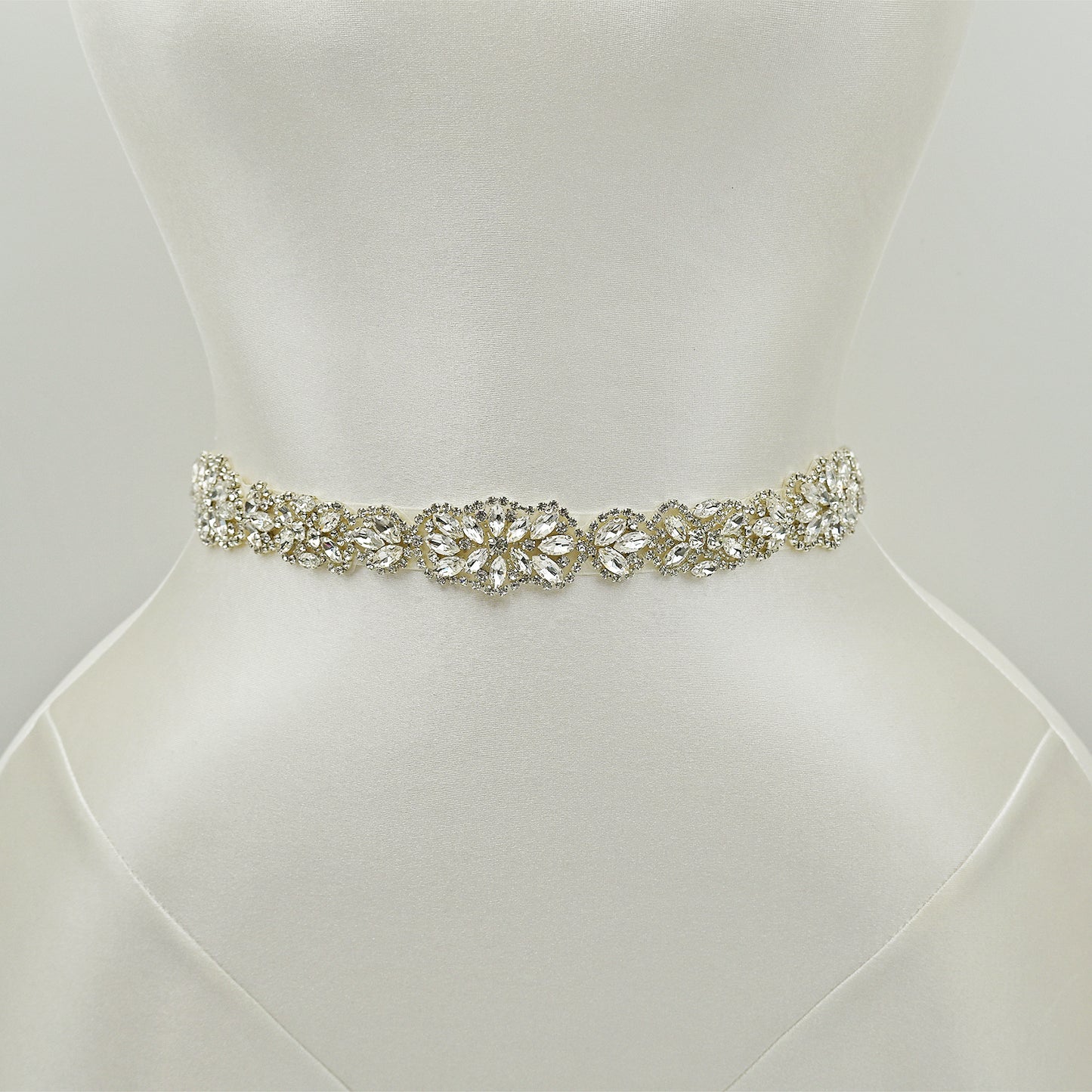 Off White Rhinestone Bridal Belt Wedding Sash - Bridella BS75