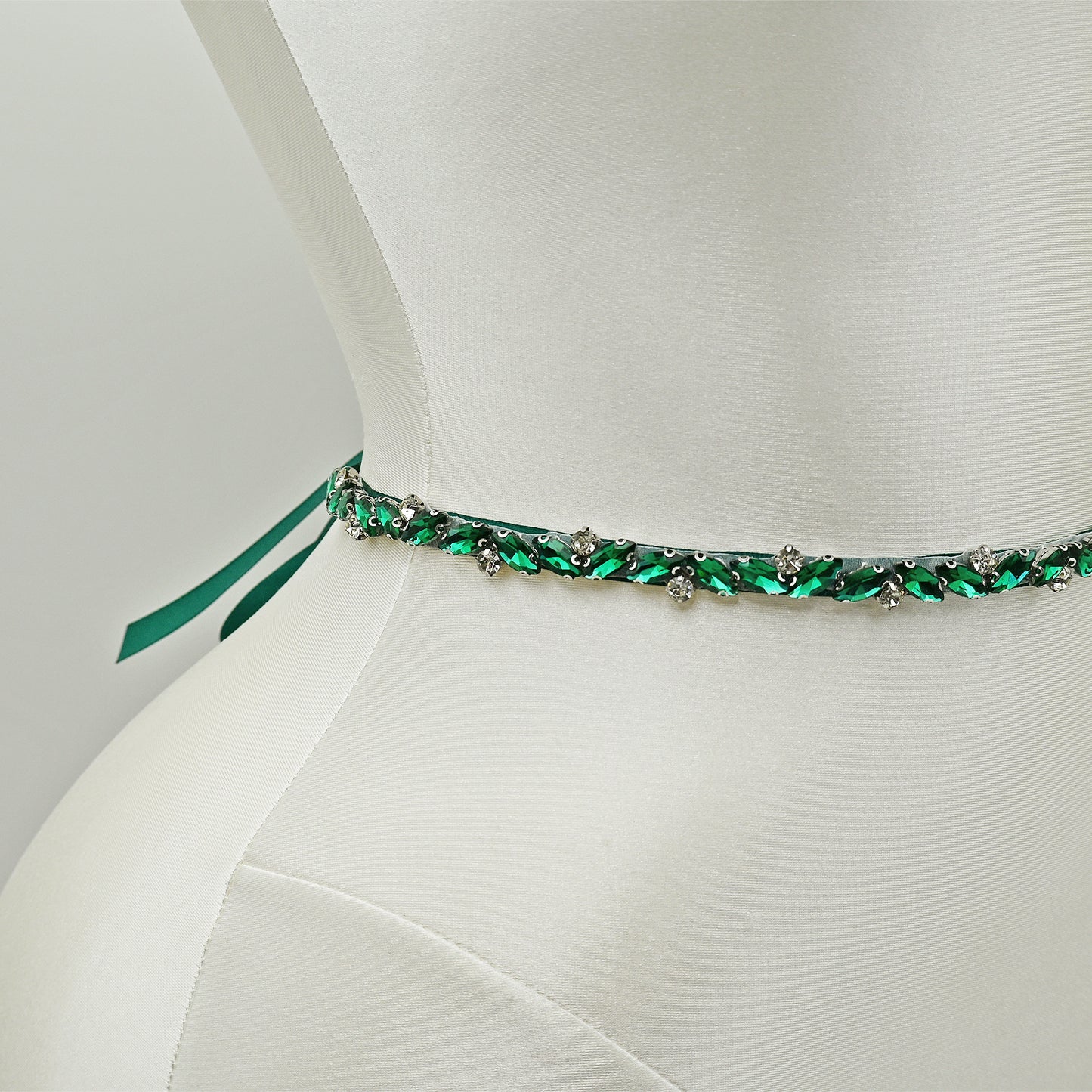 Green Rhinestone Bridal Belt Wedding Sash - Bridella BS149KL