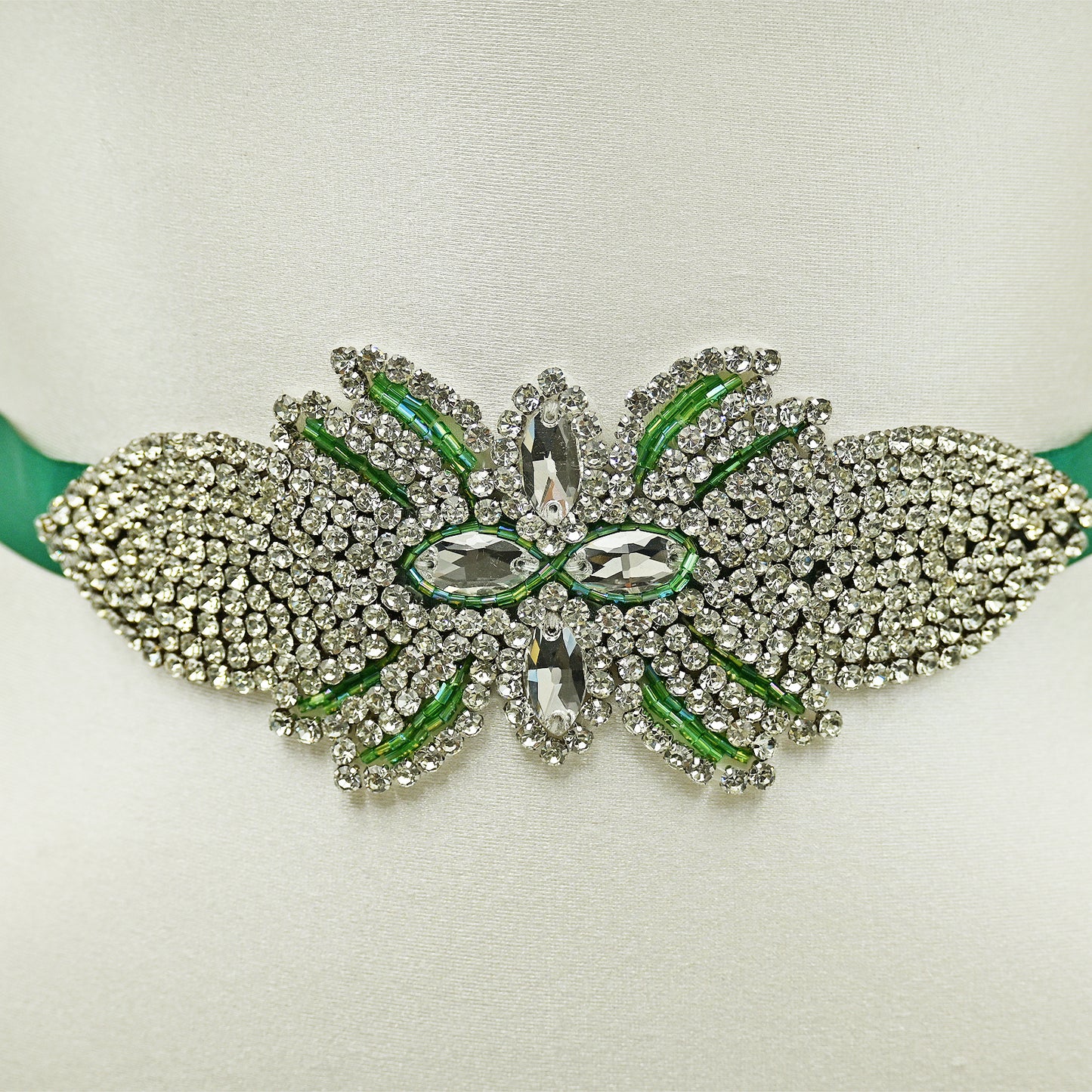 Emerald Green Rhinestone Bridal Sash Wedding Dress Belt – Bridella BS152KL
