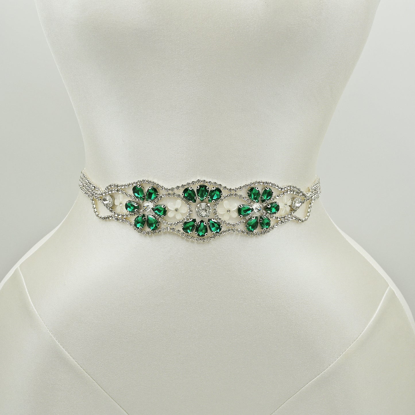 Ivory Crystal Rhinestone Wedding Dress Belt Bridal Sash BS240KL Bridella