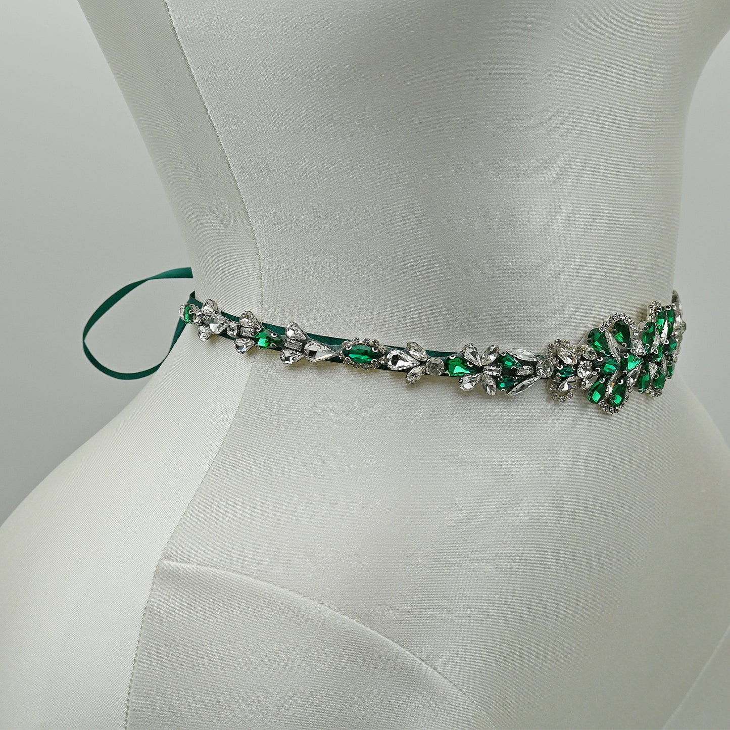 Green Rhinestone Bridal Belt Wedding Sash - Bridella BS99KL