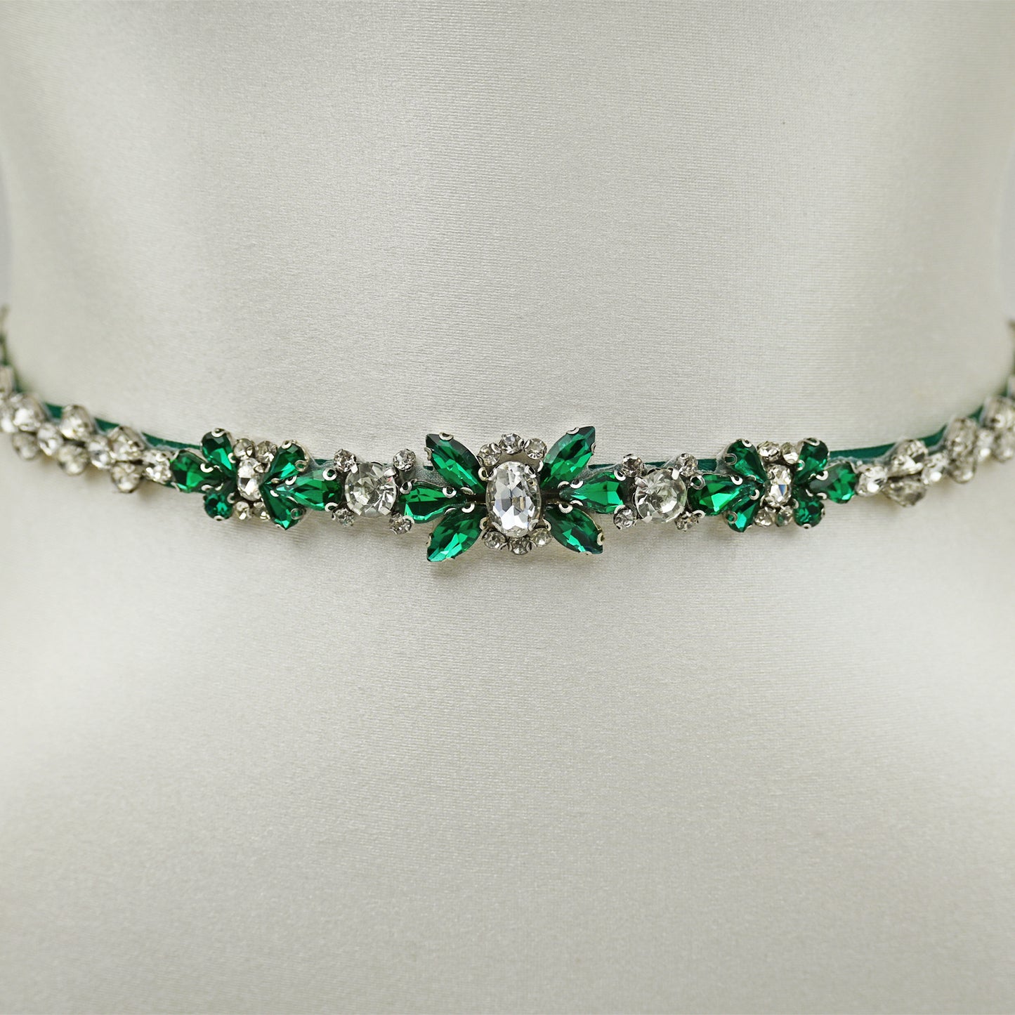 Green Rhinestone Bridal Belt Sash for Wedding - Bridella BS163KL