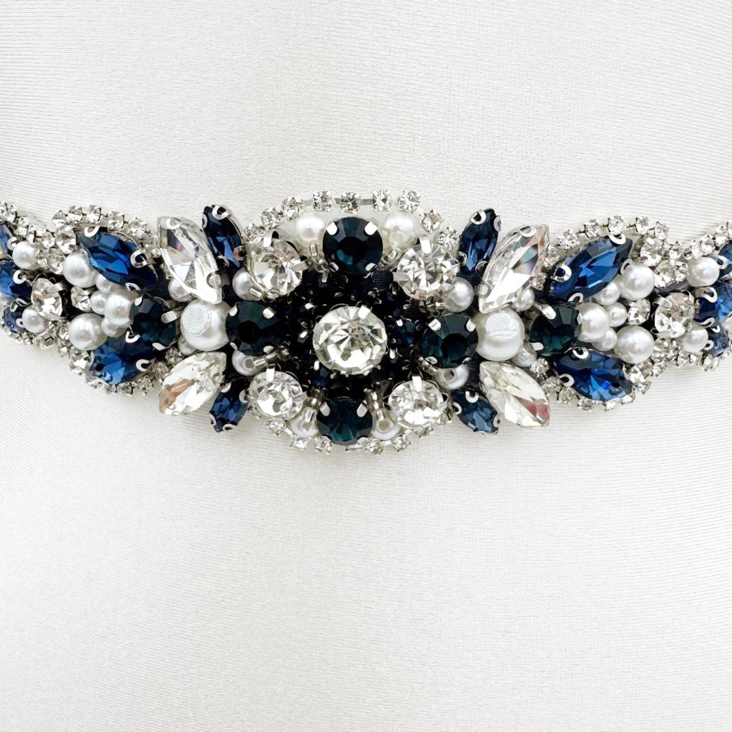 Navy Rhinestone Belt - Bridella BS162ML