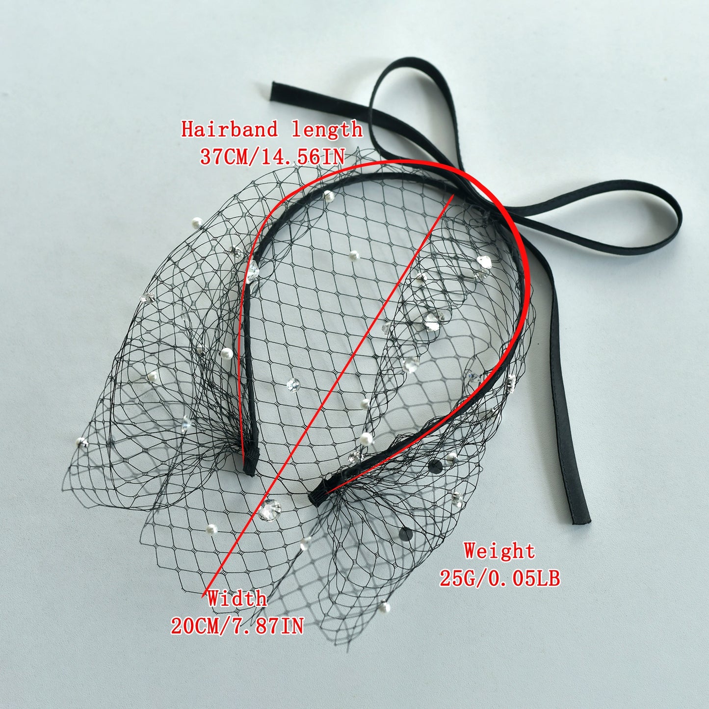 Black Pearl Bow Birdcage Bridal Blusher Veil Rhinestone Wedding Hair Veil - Bridella BMA12