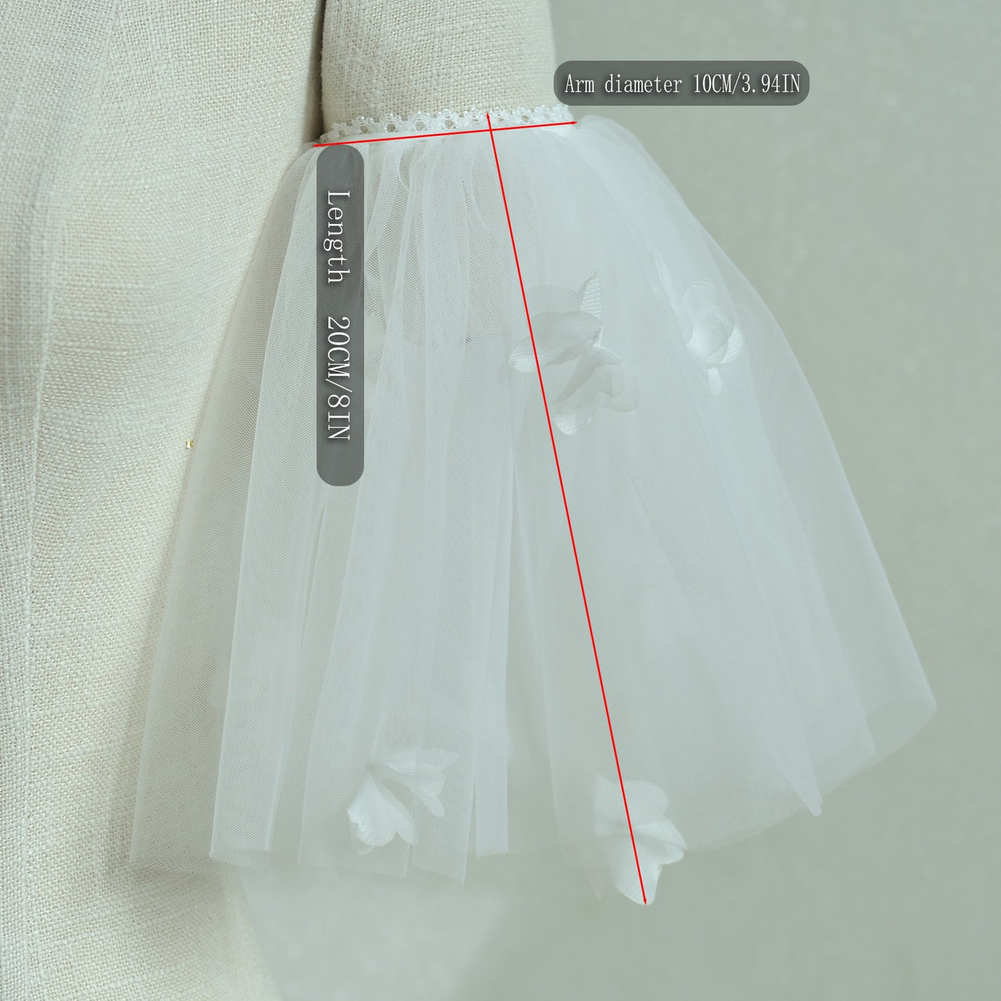 Detachable Bridal Tulle Sleeves Floral Wedding Dress Arm Sleeves - Bridella BMM28-I