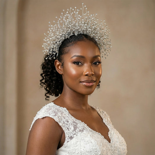 Sliver Rhinestone Bridal Tiara Crown - Bridella BHP193-S