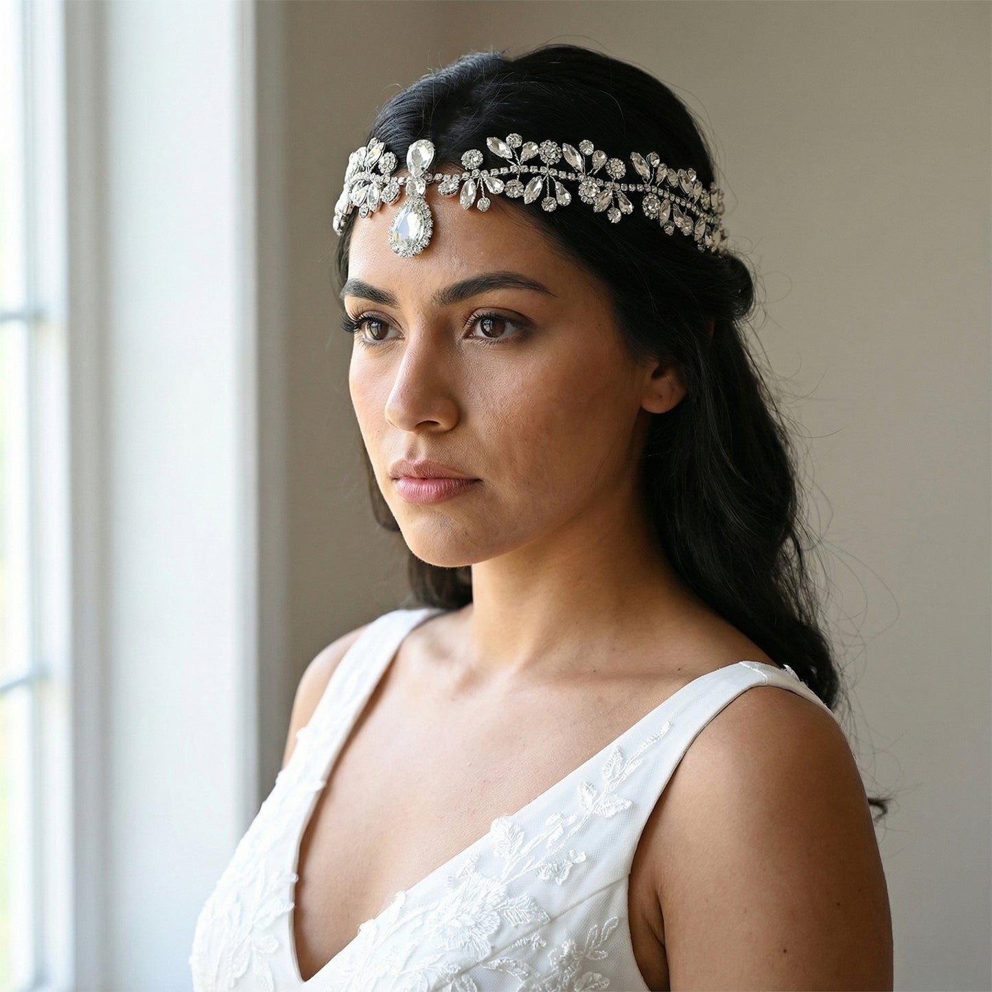 Bridella BHP470-S Silver Rhinestone Headband