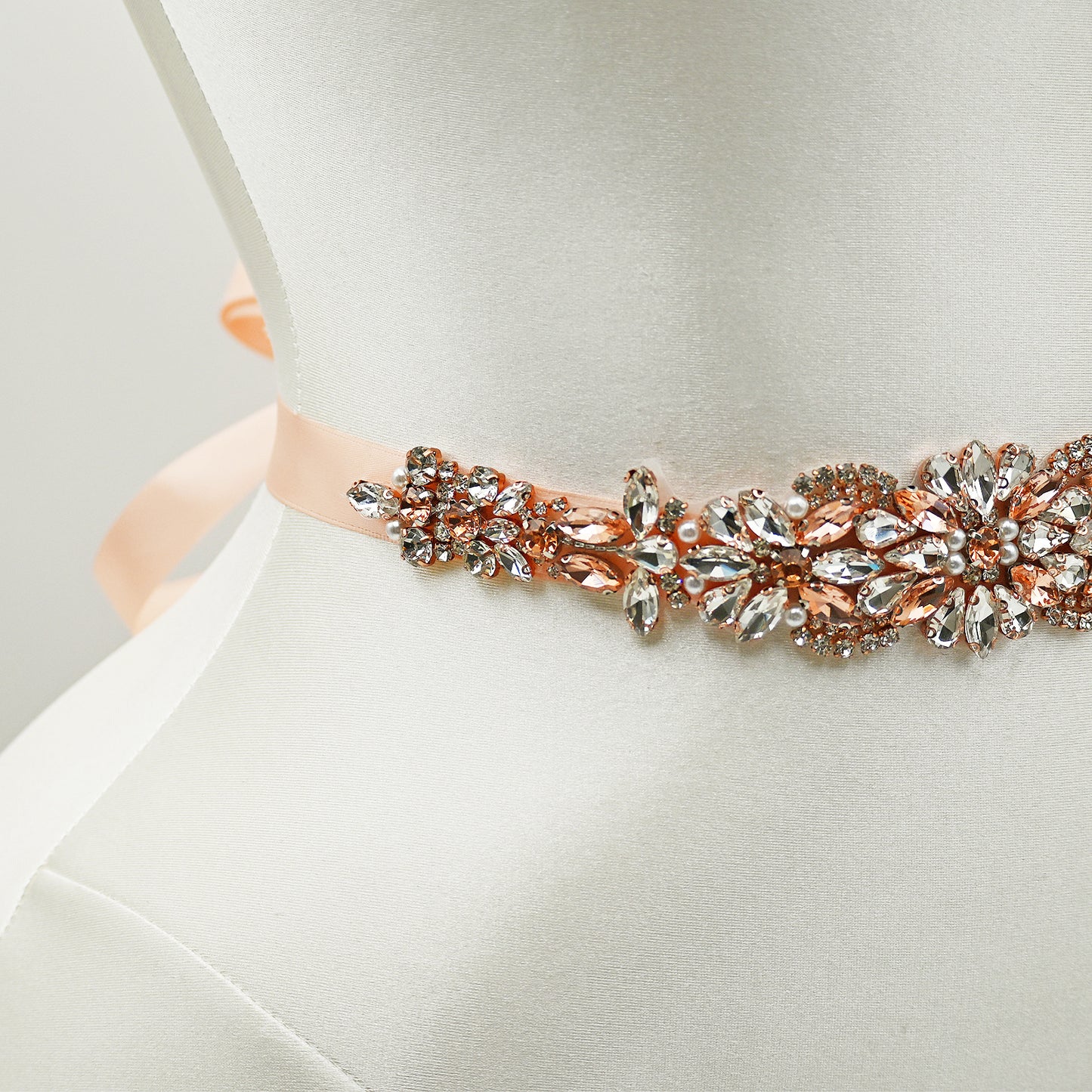 Rose Gold Rhinestone Bridal Dress Belt for Wedding - Bridella BS423-RG
