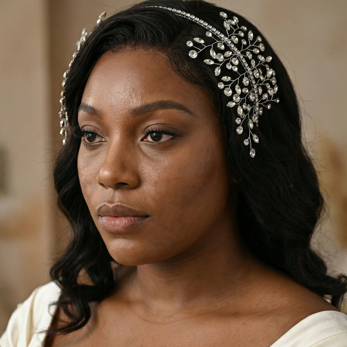 Bridella BHP534-S Silver Rhinestone Tiara