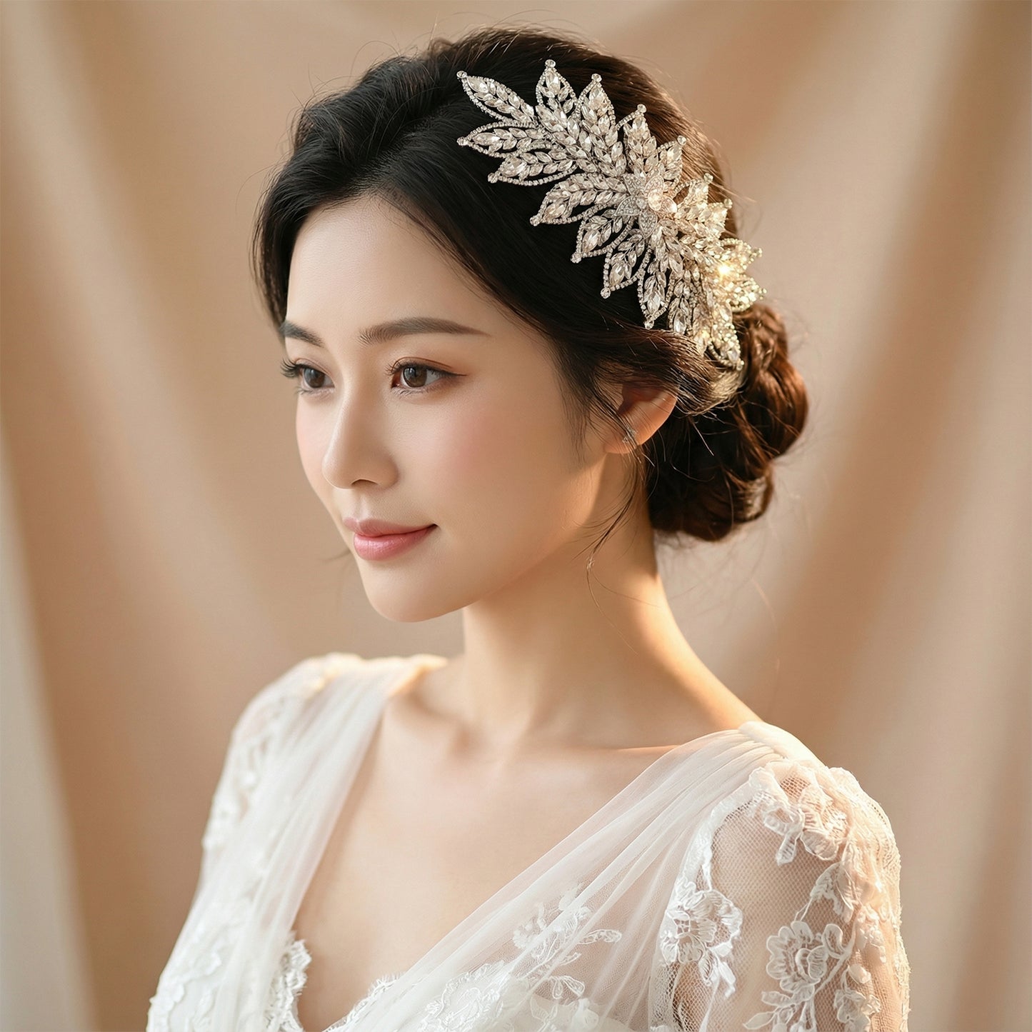 Silver Rhinestone Wedding Tiara for Bride - Bridella BHP413-S