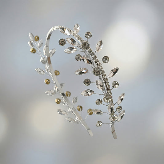 Silver & Gold Rhinestone Bridal Headband for Wedding - BHP531