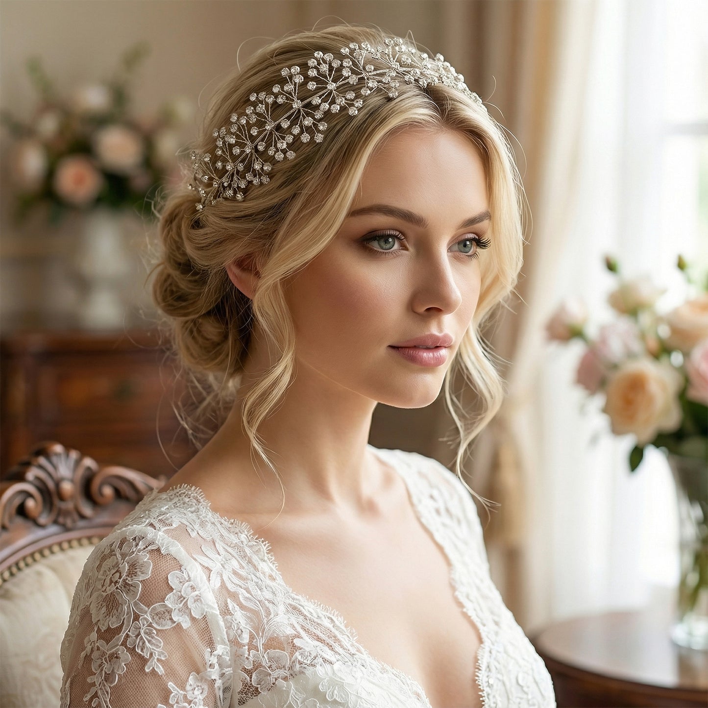 Crystal Vine Bridal Headband – Handmade Rhinestone Wedding Hair Accessory - Bridella BHP412