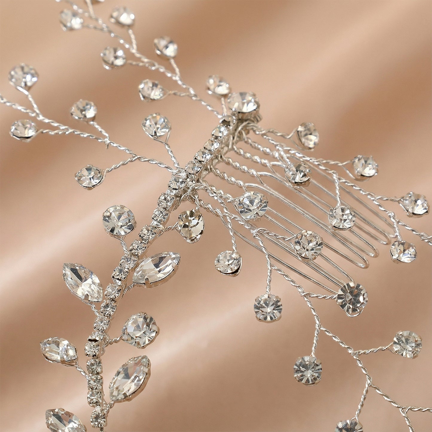 Bridella BHP466-S Silver Rhinestone & Pearl Tiara