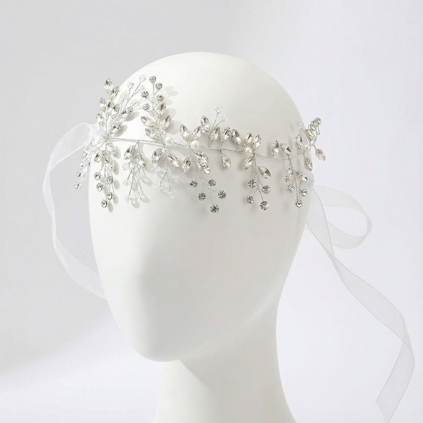 Bridella BHP21-S Silver Rhinestone & Pearl Headwear