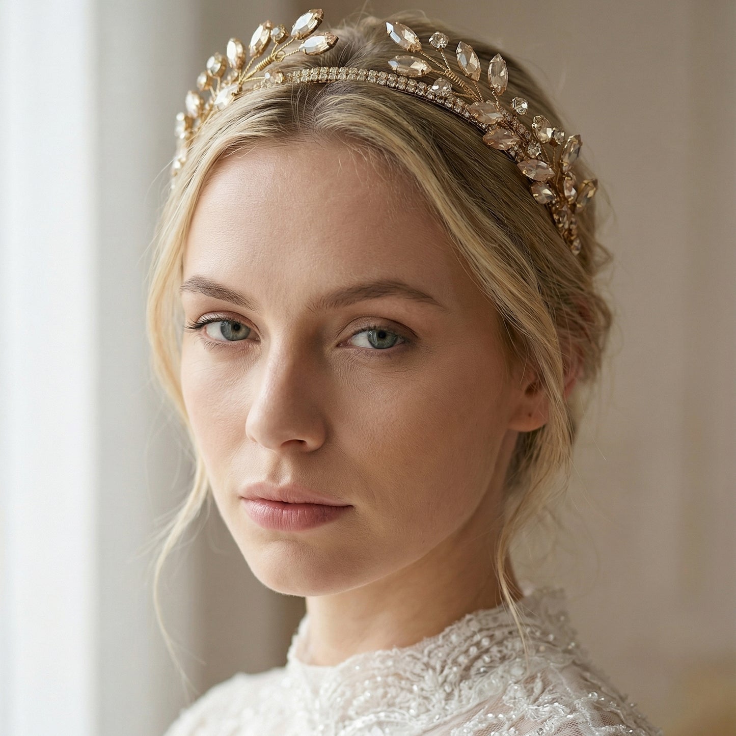 Bridella BHP531-G Gold Rhinestone Headband