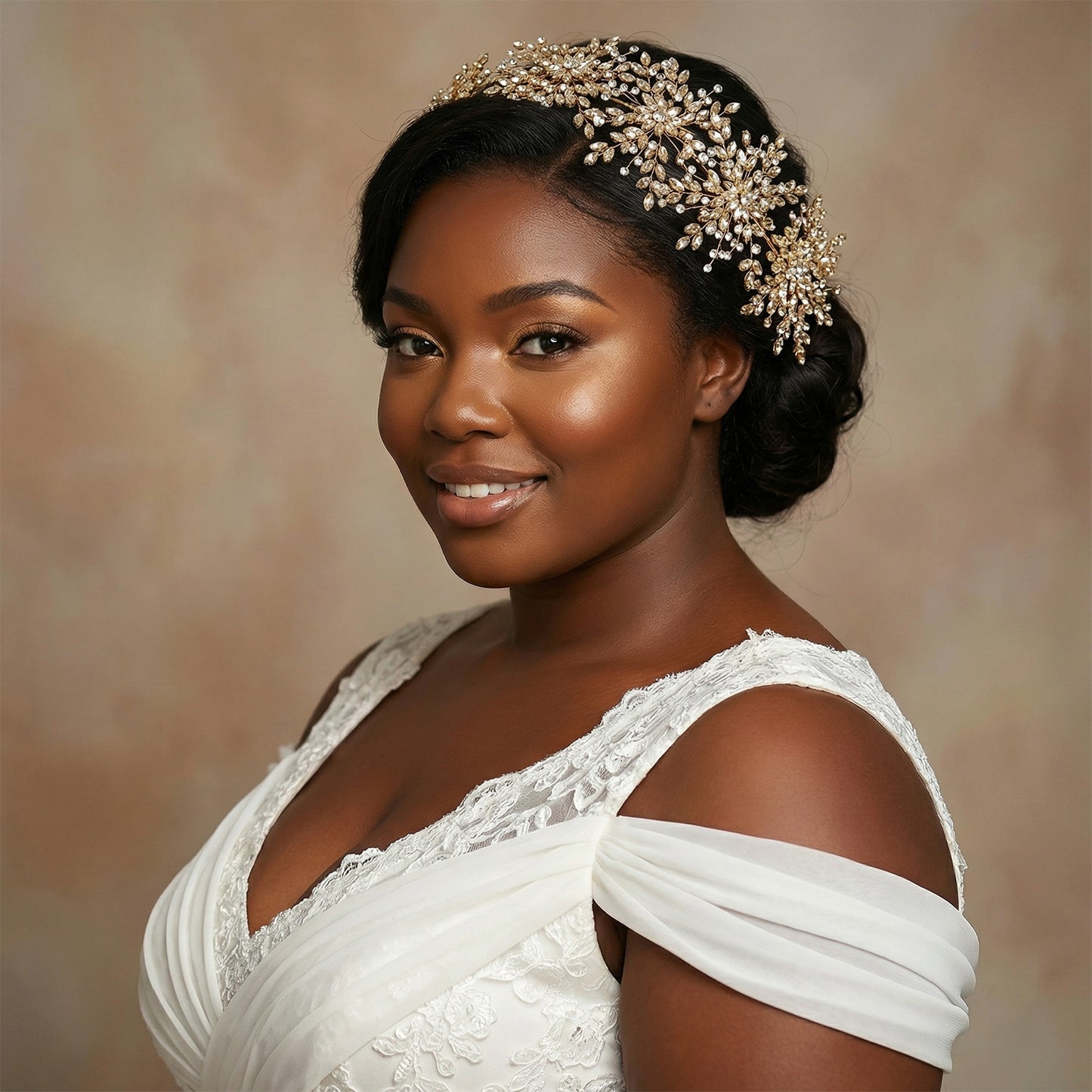 Bridella BHP389-G Gold Rhinestone Crown