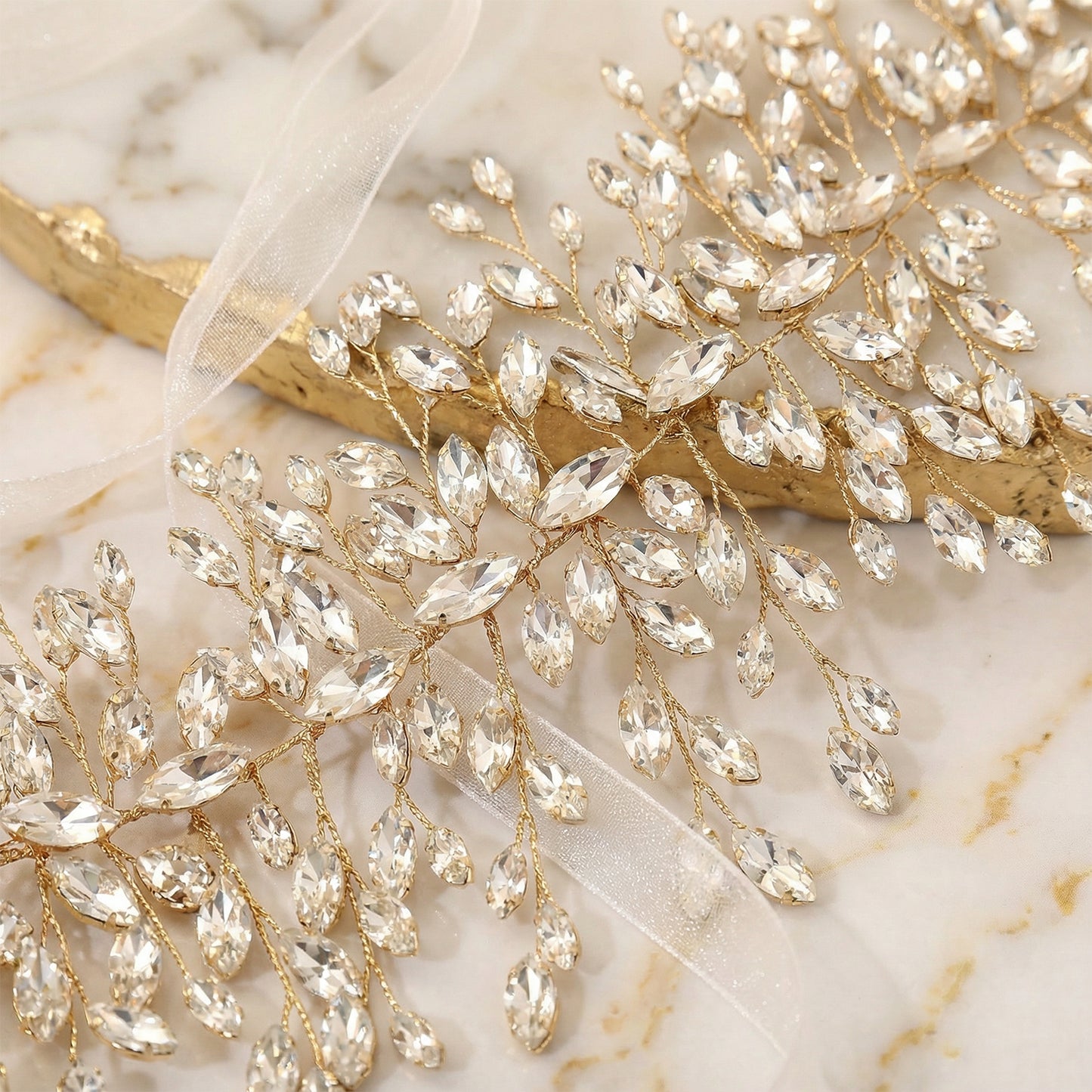 Gold Rhinestone Headband for Wedding - Bridella BHP237-G