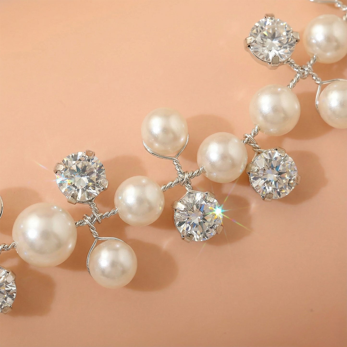 Elegant Silver Pearl Wedding Tiara for Bride - Bridella BHP3-S