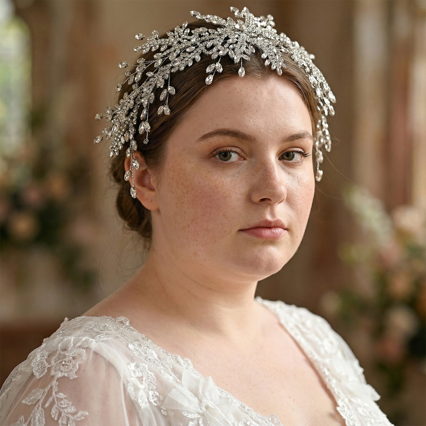 Bridella BHP482-S Silver Rhinestone Tiara