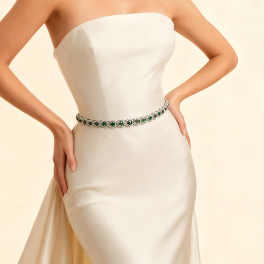 Bridella BS143KL Green Rhinestone Belt