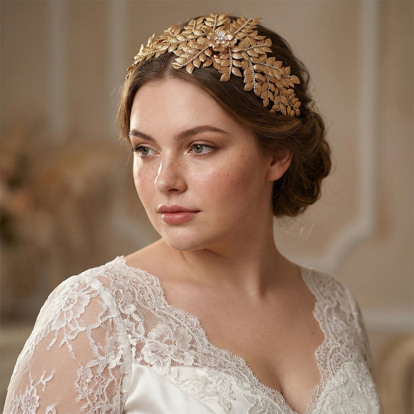 Bridella BHP510-G Gold Rhinestone Crown