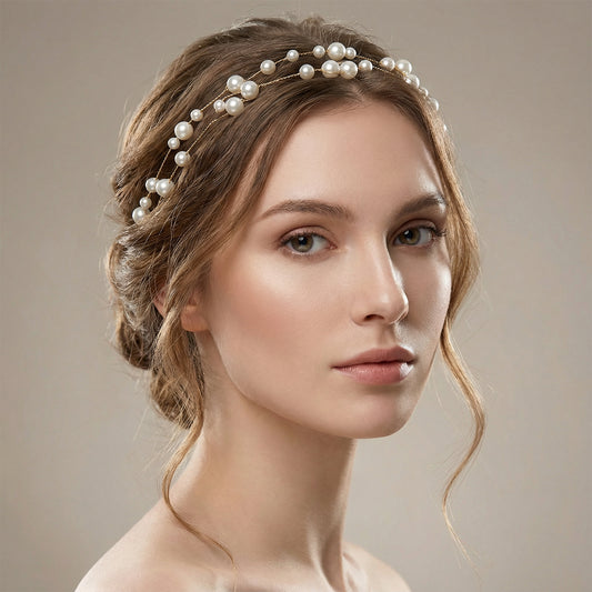 Bridella BHP36 Gold Pearl Headband