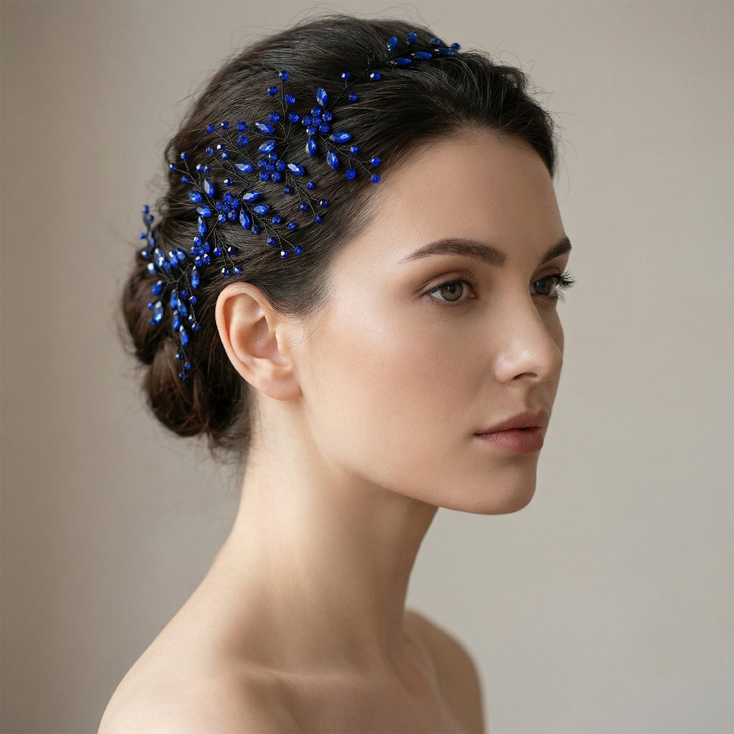 Bridella BHP65-Royal Blue Rhinestone Headband