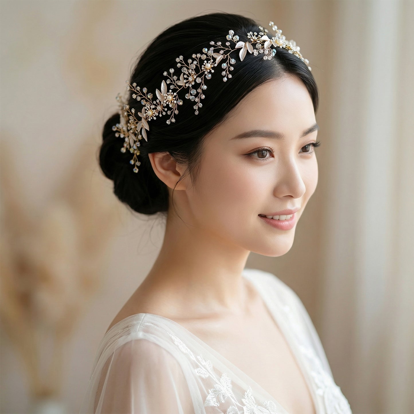 Bridella BHP294-headband Gold Rhinestone Headband