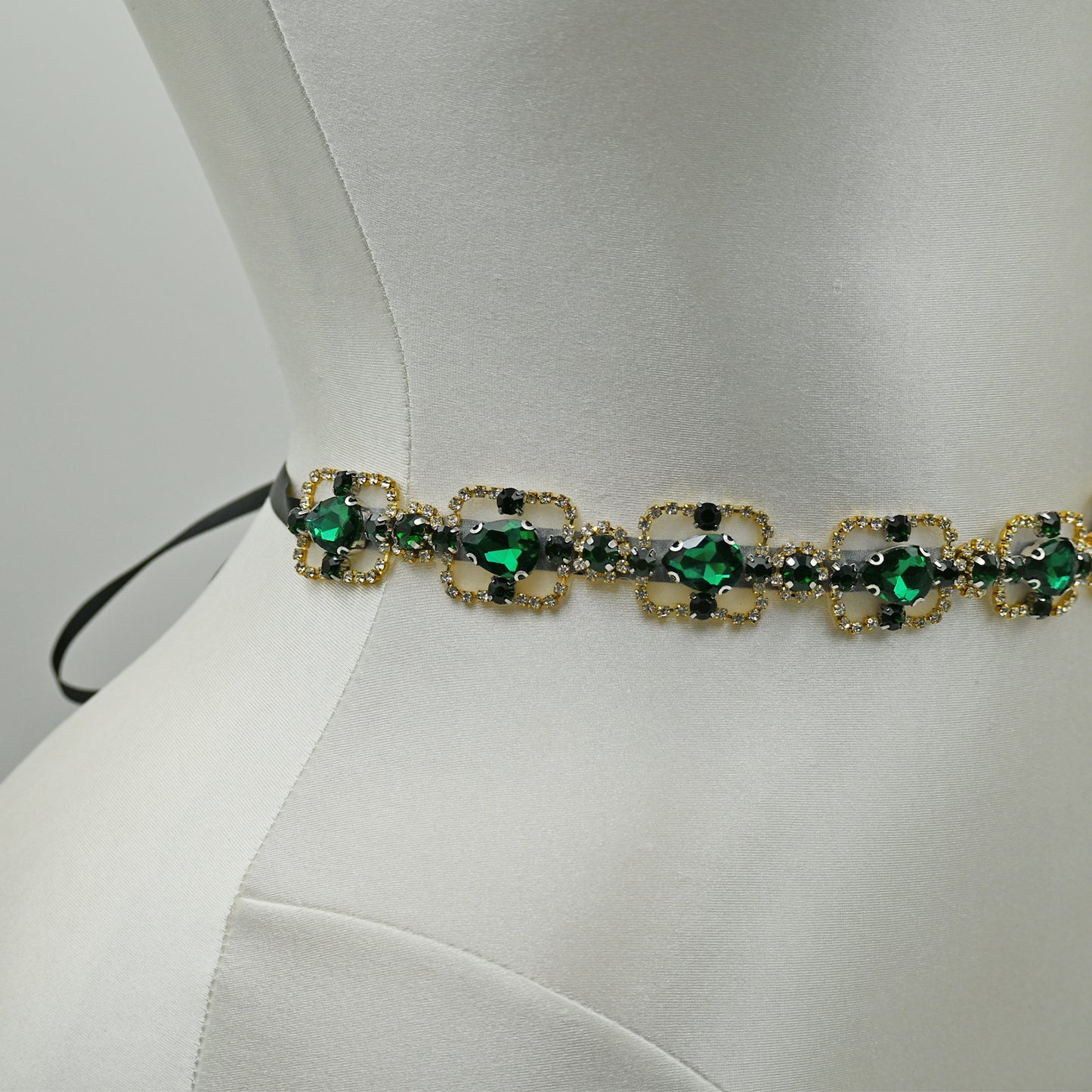 Bridella BS218KL Green Rhinestone & Pearl Belt