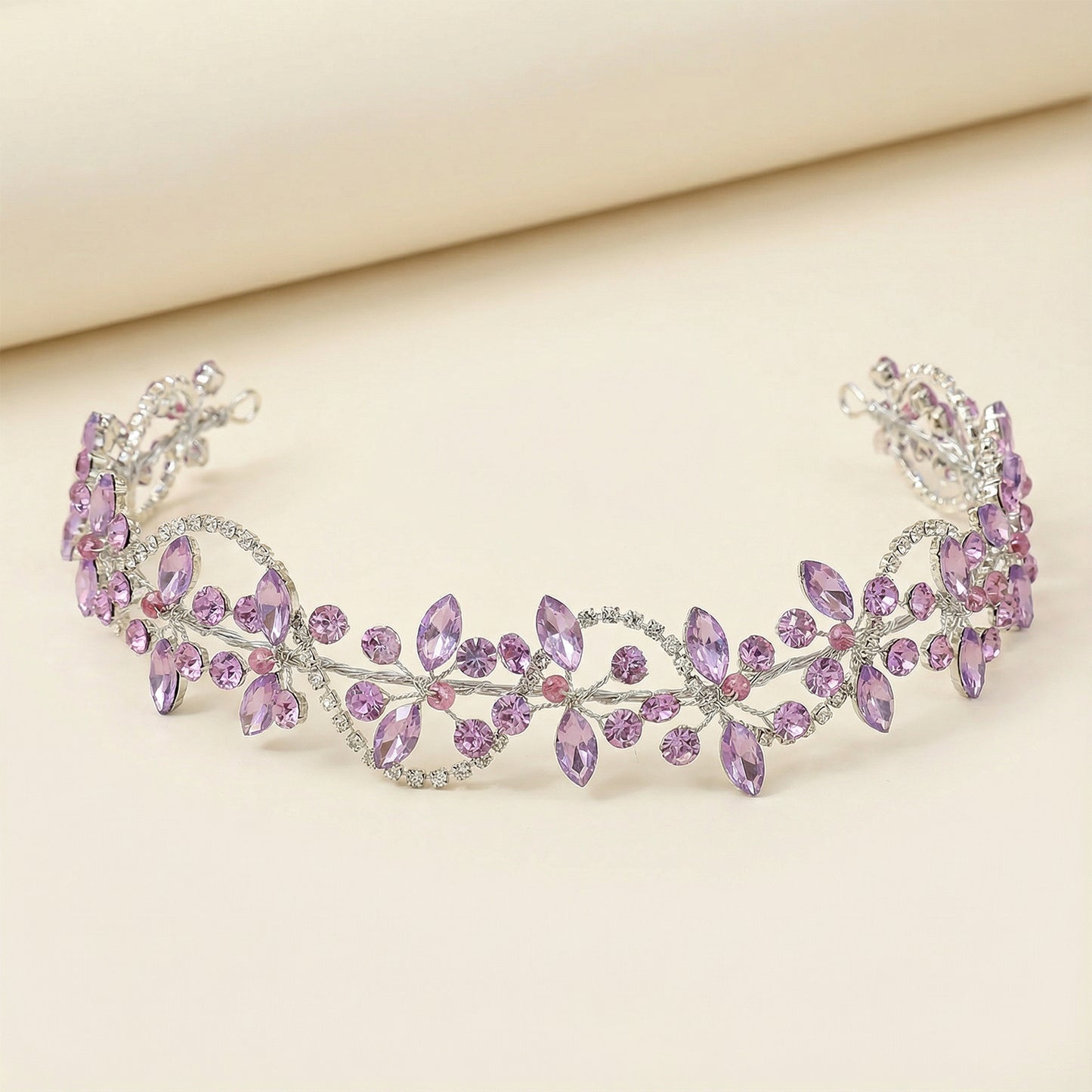 Bridella BHP266-Violet Ivory Rhinestone Headband