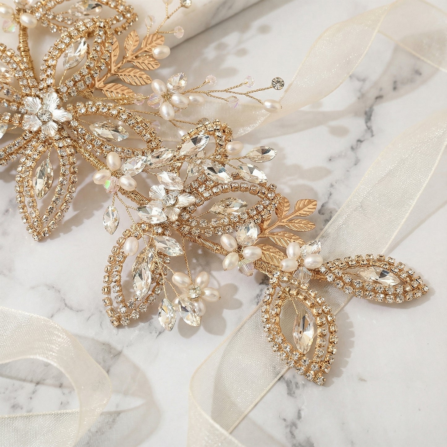 Bridella BHP305-G Gold Rhinestone Crown