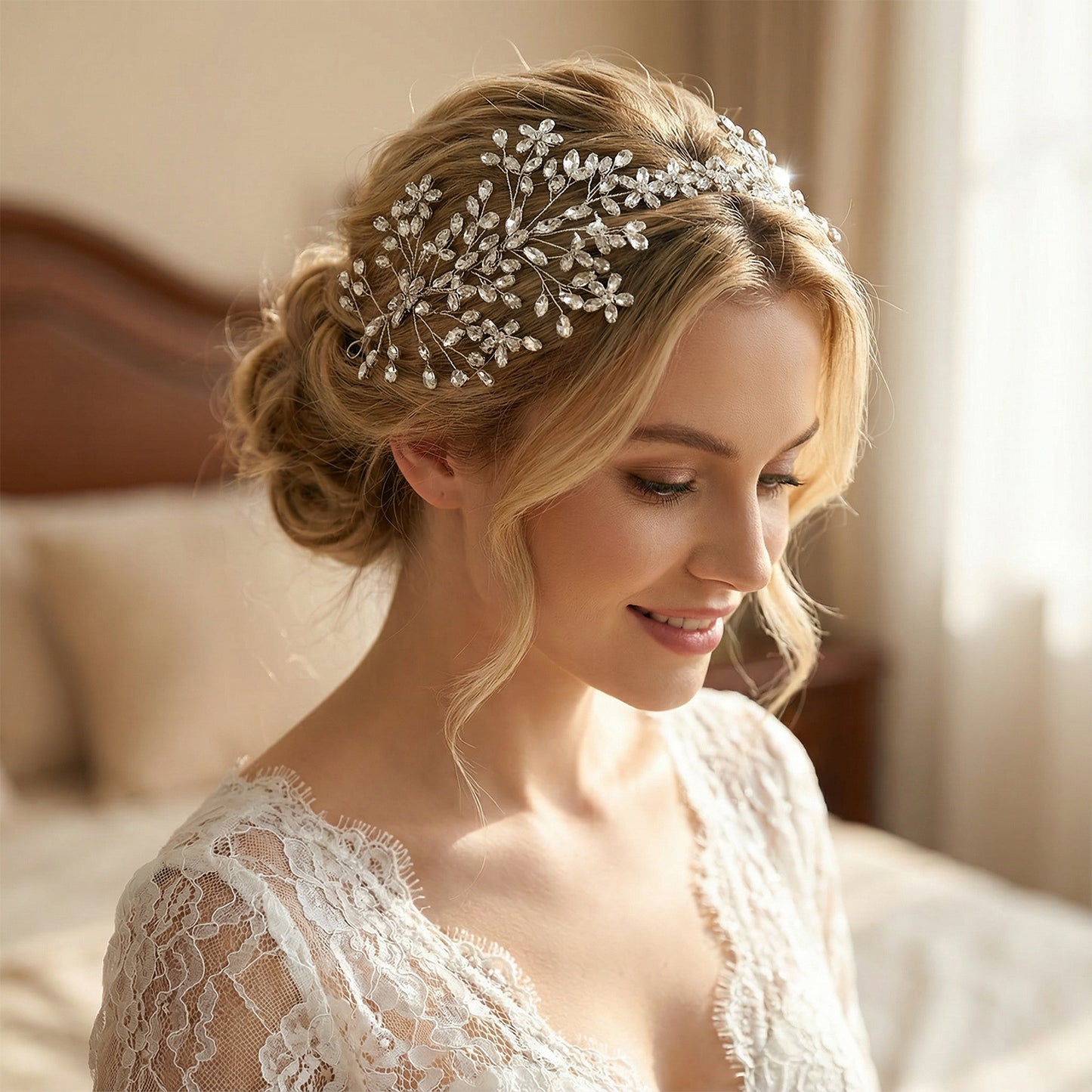 Bridella BHP414-S Silver Rhinestone Tiara