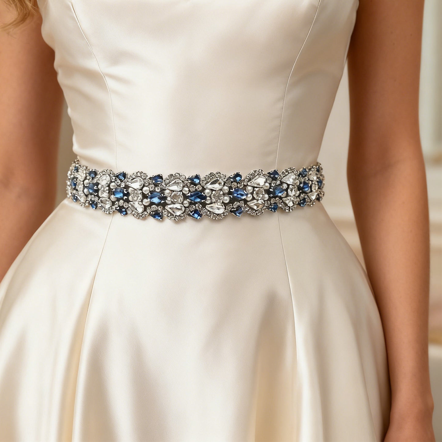 Bridella BS466ML Navy Rhinestone Belt