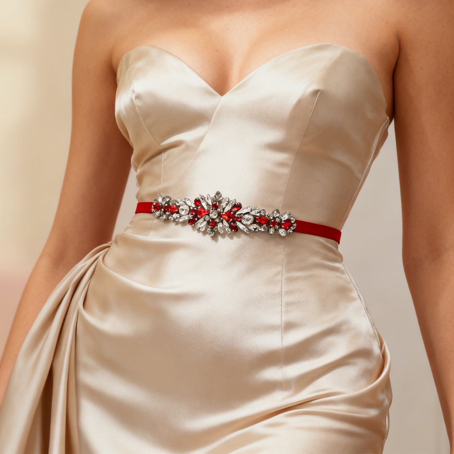 Bridella BS160R Red Rhinestone Belt