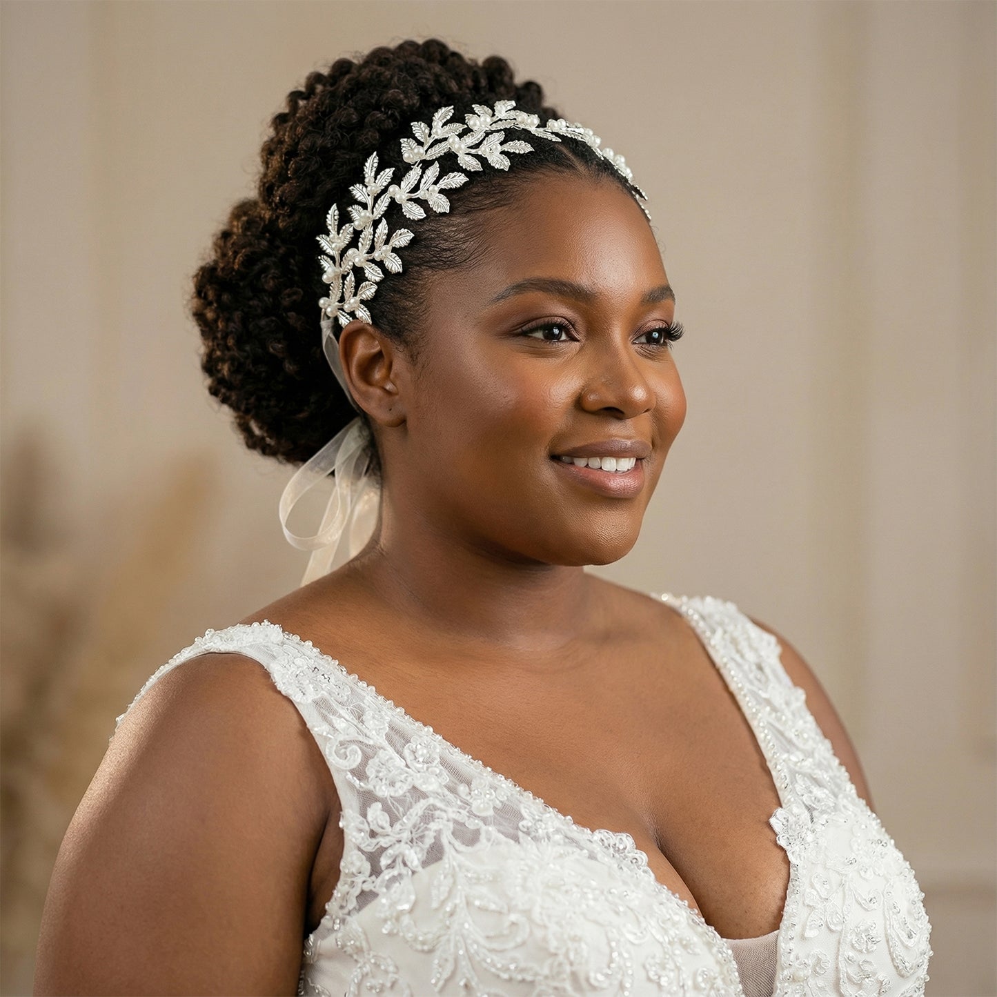 Bridella BHP353-S Silver Pearl & Alloy Headband